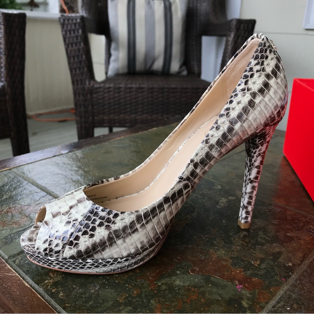 Coach Snakeskin Pattern Peep-Toe Heels